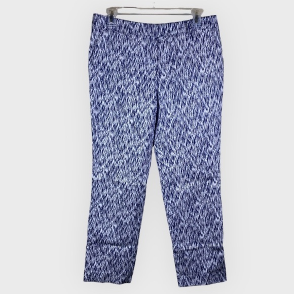 Soft Surroundings navy & white flat front cropped pants size‎ 4P